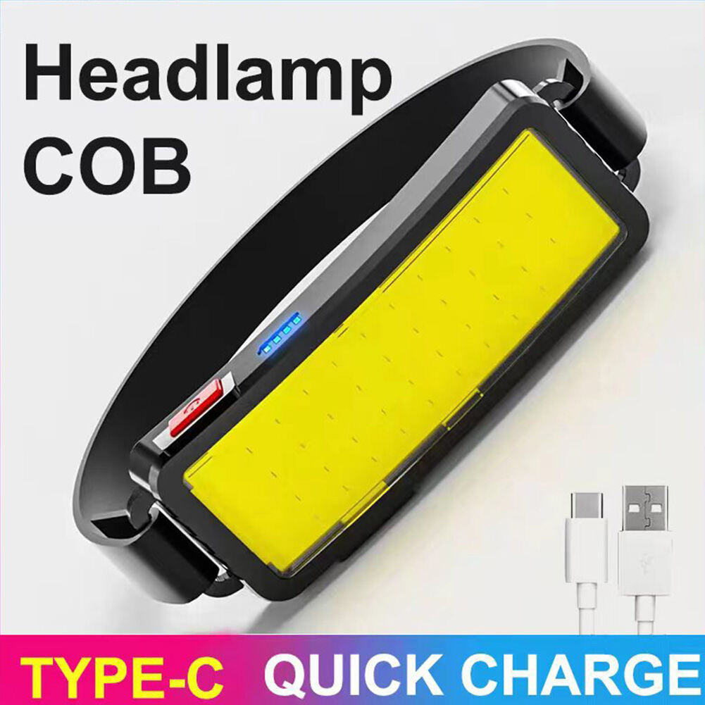 Portable LED Headlamp COB USB Rechargeable Headlight Built-in Battery Torch