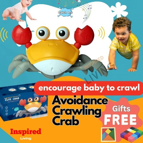 Crawling Crab Baby Toys - Automatically Avoid Obstacles with Music and Light Up | Xmas Gift | Christmas Gift | Birthday Gift