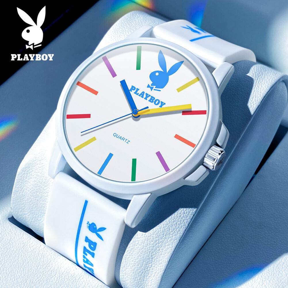 PLAYBOY Sports New Watch For Men 2023 Waterproof Waterproof Anti-scratch Silicone strap 100%Original And Genuine Rainbow Dial