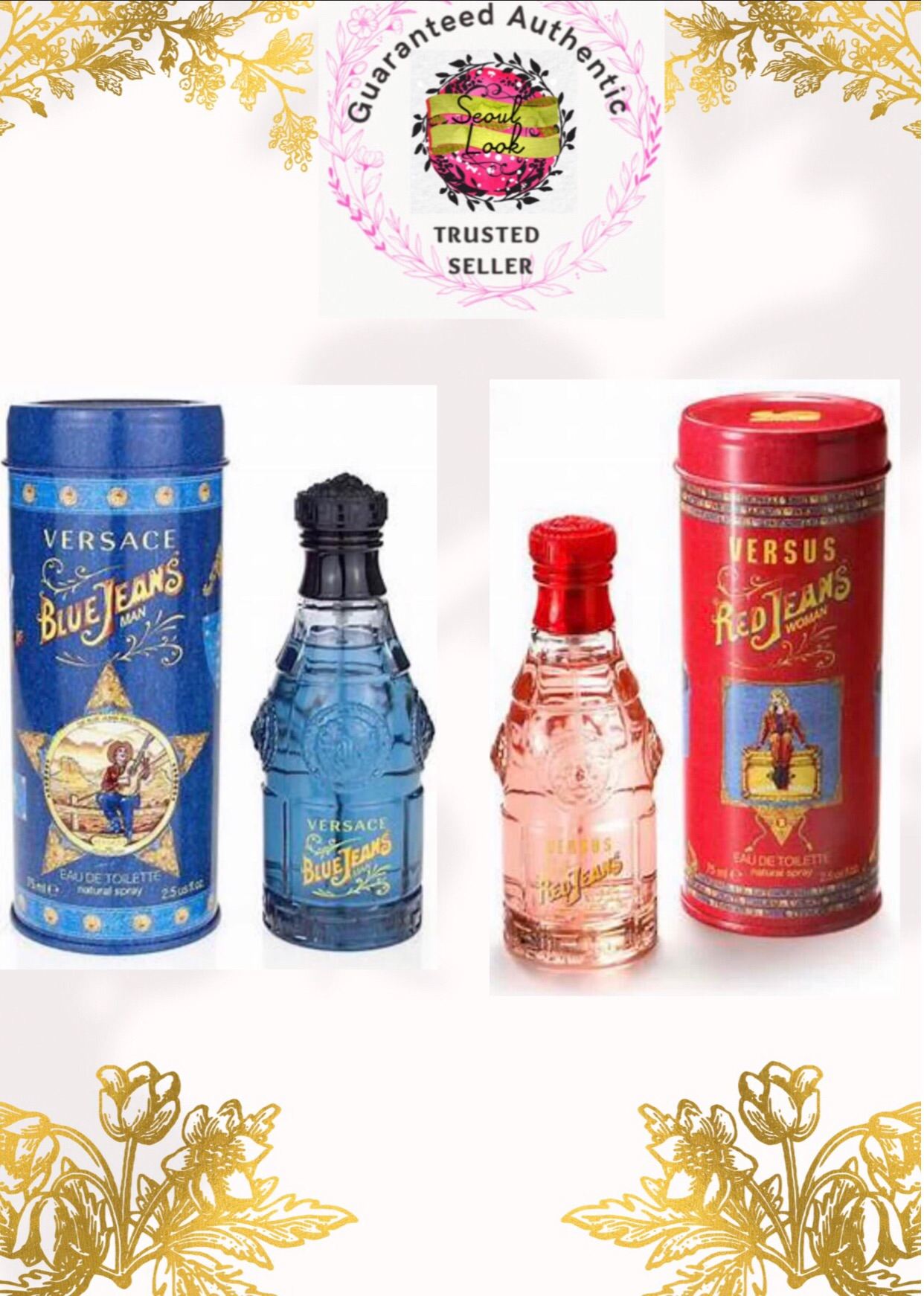 Versace Blue Jeans Man EDT 75ml / Versace Red Jeans Woman EDT 75ml (Tester W/O Cap & Retail Packaging) - BNIB Perfume/Fragrance