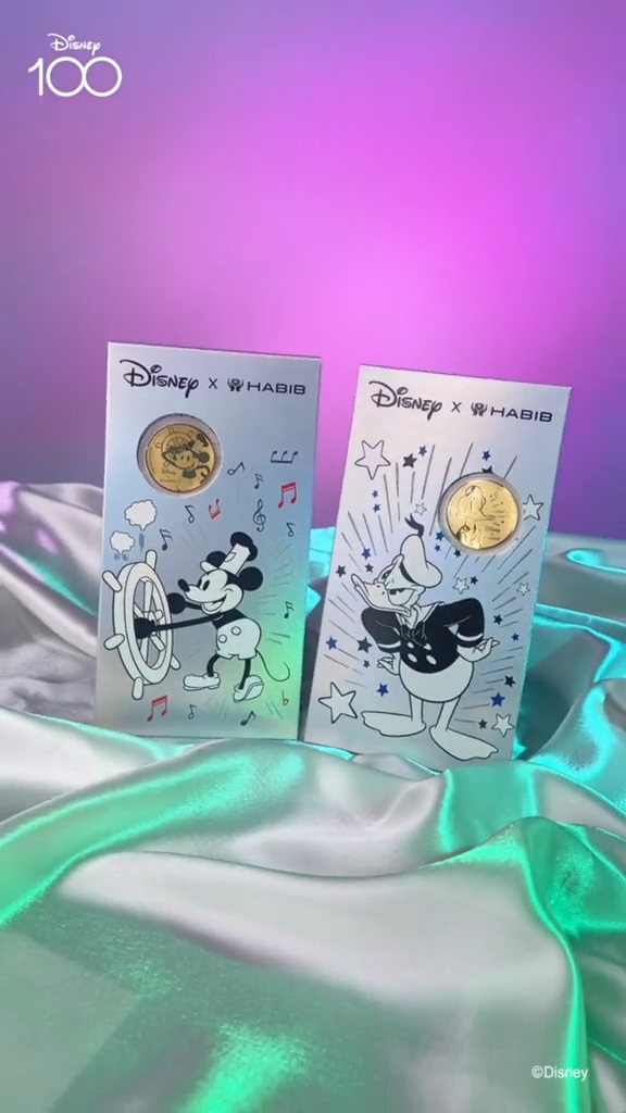 Disney x HABIB Disney100 Mickey Mouse Gold Wafer Coin, 999.9 Gold (0.20G)