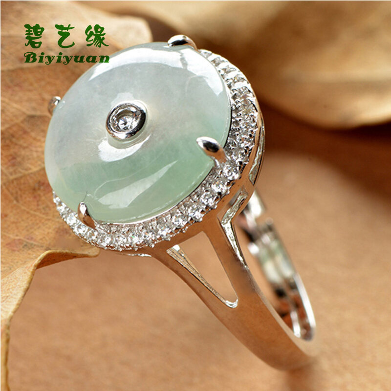 925 Sterling Ice Jade Ring Women Ring Women Jade Ring Ring Women Ring Peace Buckle Jewelry Jade Gift