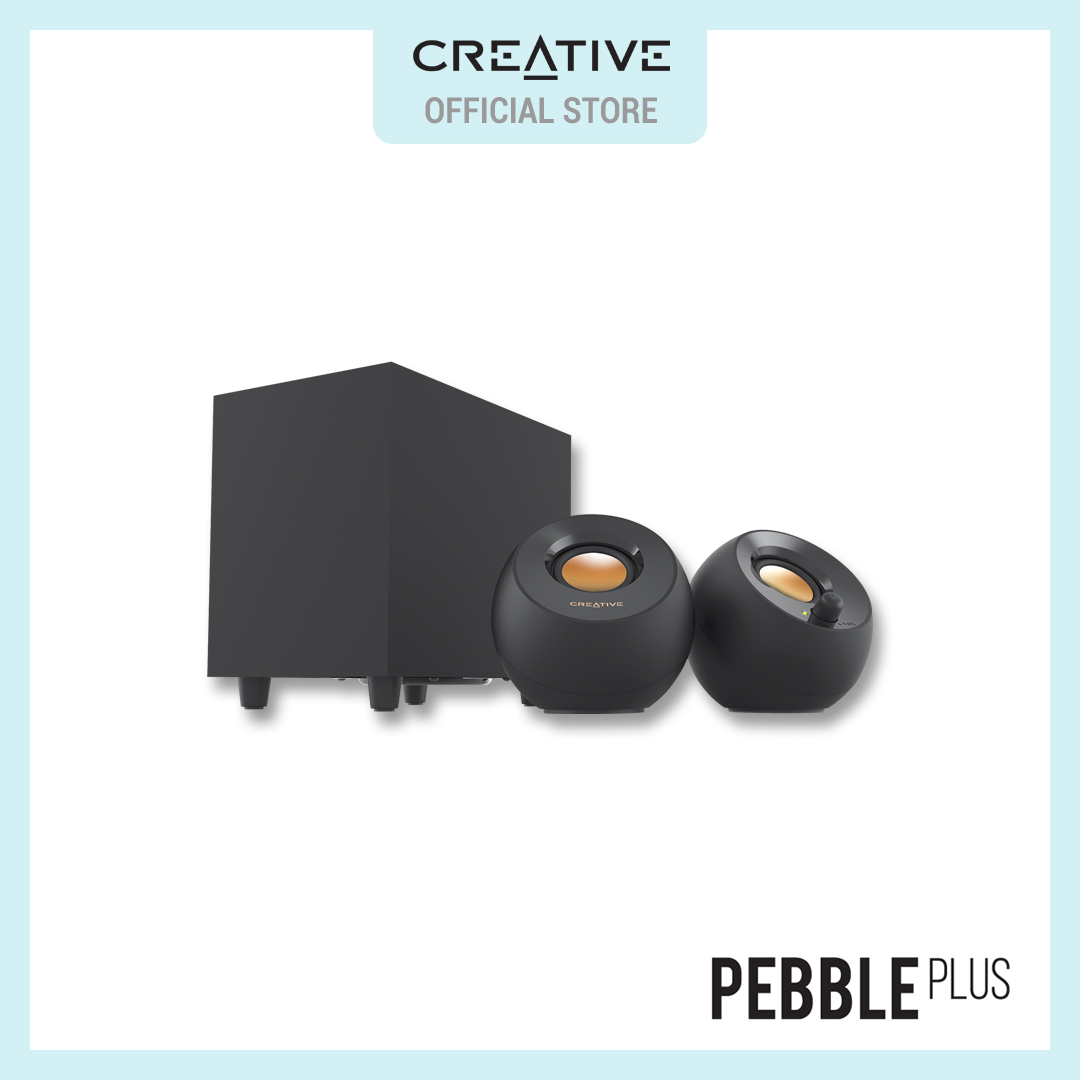 Creative Pebble Plus 2.1 - USB-Powered Desktop Speakers with Powerful Down-Firing Subwoofer and Far-Field Drivers, Up to 8W RMS Total Power for Computer PCs and Laptops
