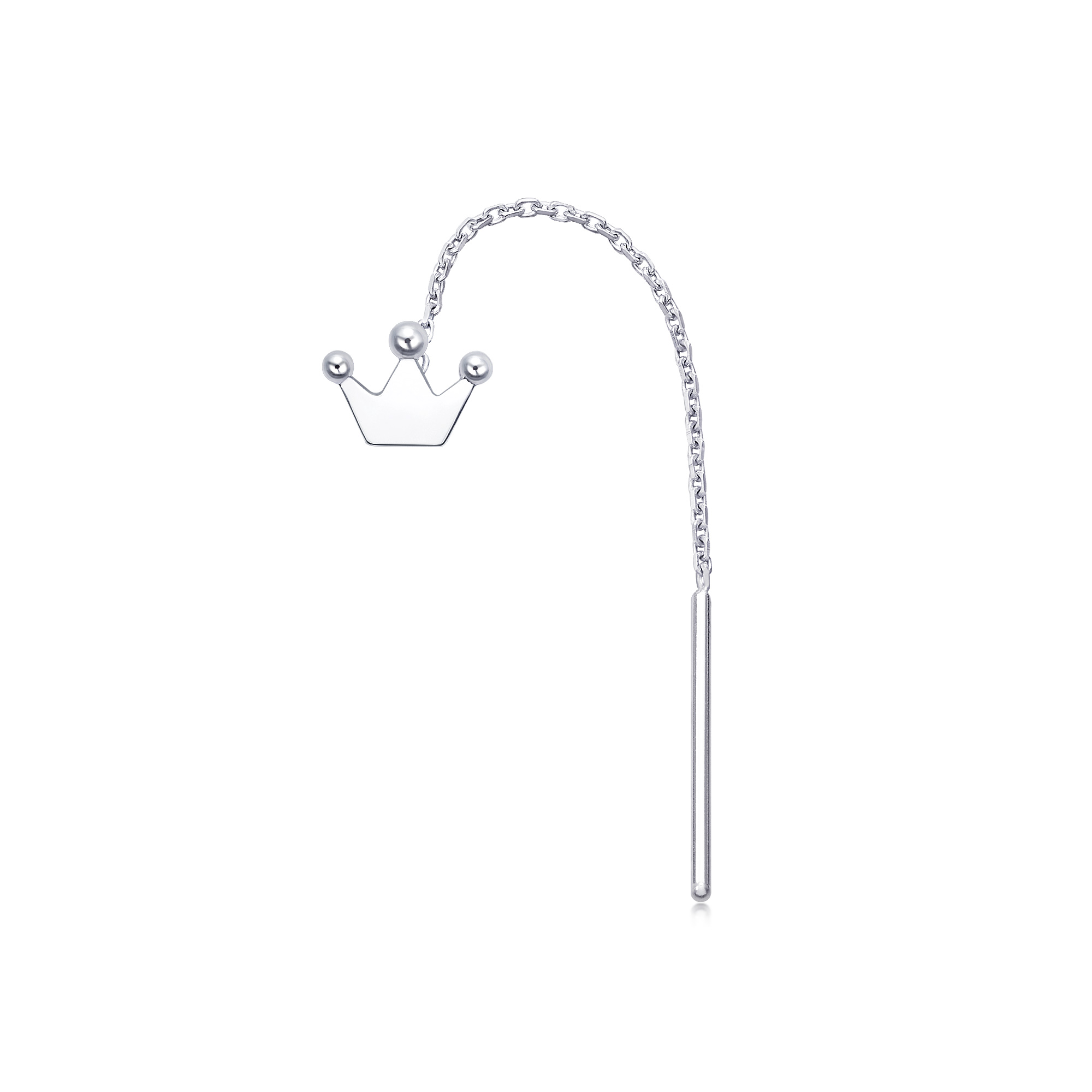 Chow Sang Sang 周生生 Ear Play 950 Platinum Crown Single Earring 89589E [Sold Single Not Pair]