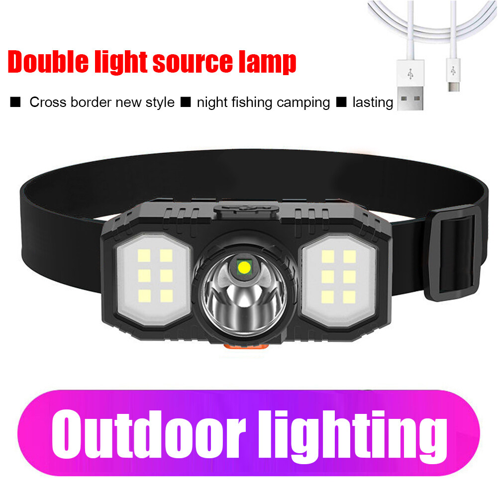 XPE COB LED Headlamp USB Rechargeable Waterproof Outdoor Fishing Headlight