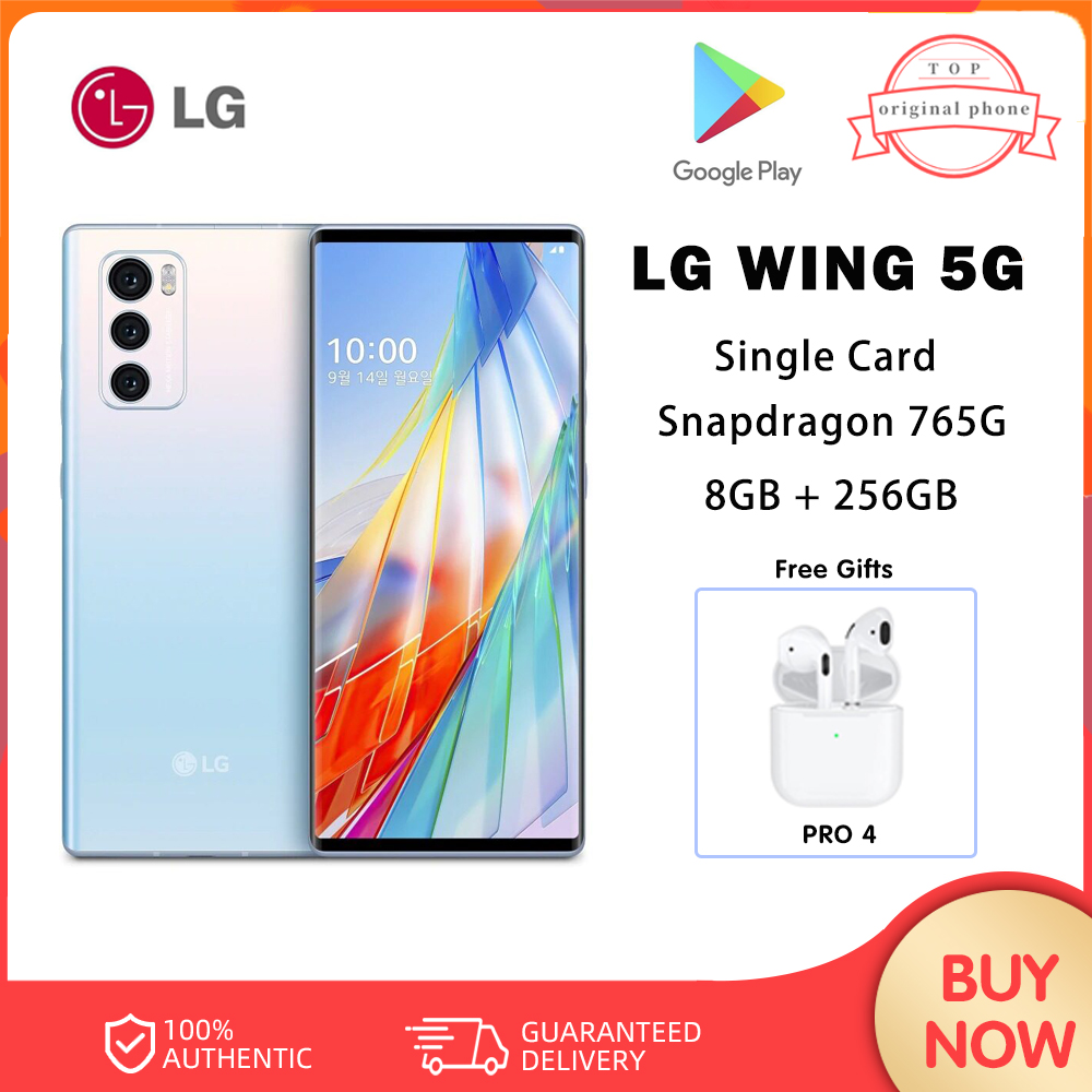 LG WING 5G CellPhone Unlocked Flip Dual Screen Mobile Phone 6.8'' 8GB+256GB Snapdragon 765 Android NFC SmartPhone