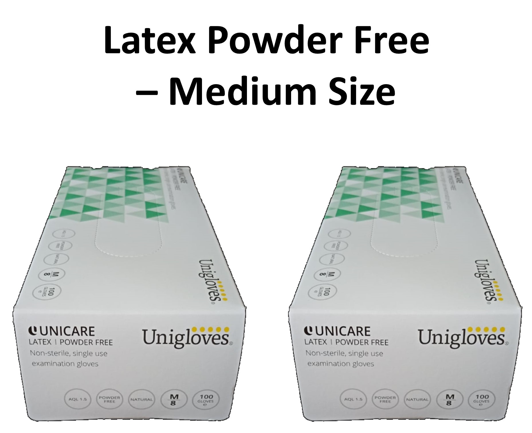 [2 Boxes] Unicare Unigloves Medical Grade Latex Powder Free Gloves 100pcs/box (Medium Size)