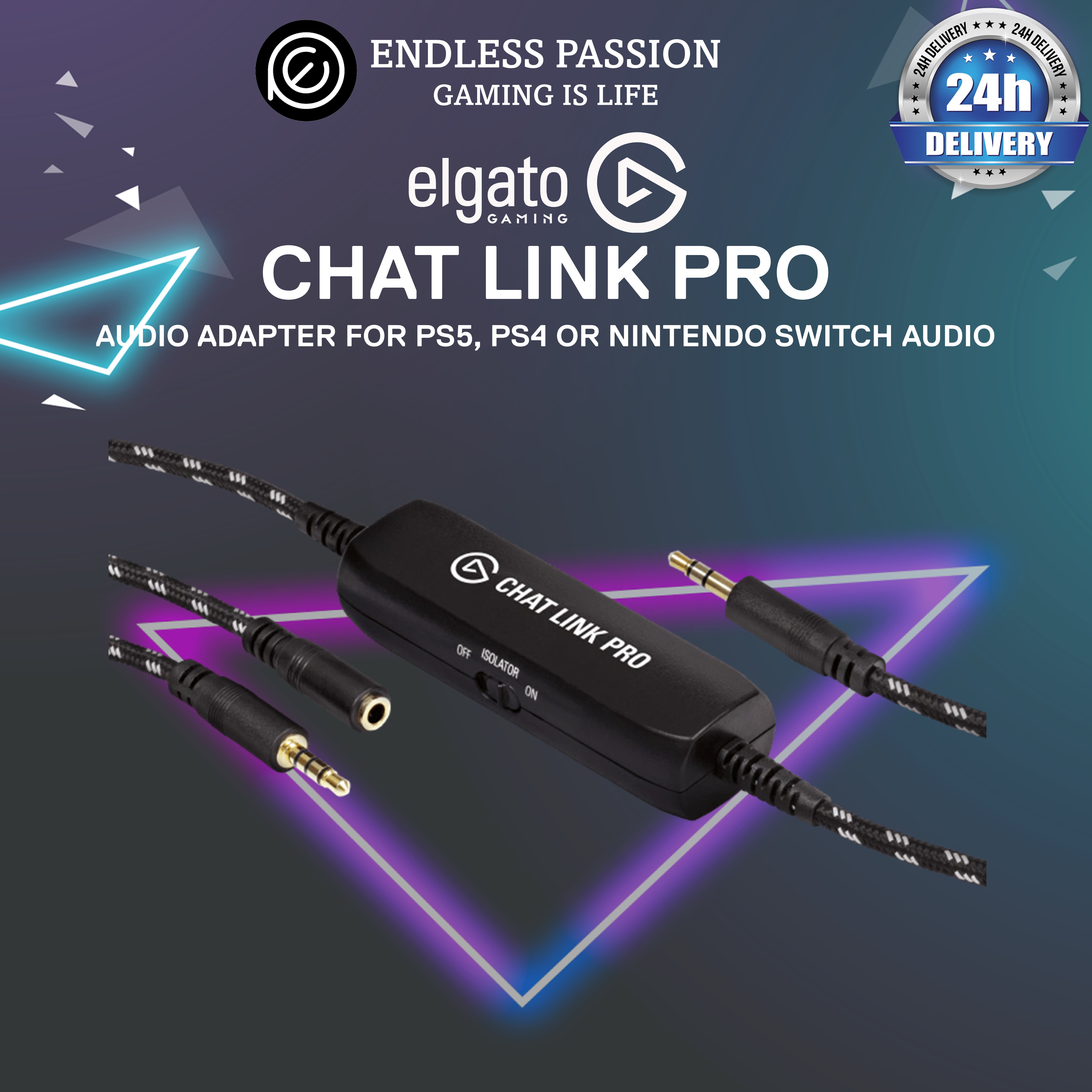 Elgato Chat Link Pro-Audio Adapter, for PS5, PS4, Nintendo Switch, Capture Voice Chat - CS-10GBC9901