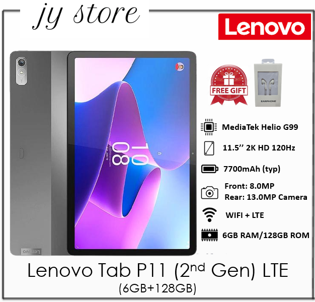 Lenovo Tab P11 (2nd Gen) 11.5" LTE (6GB+128GB) ***Free Earphone** 1 Year Singapore Lenovo Warranty