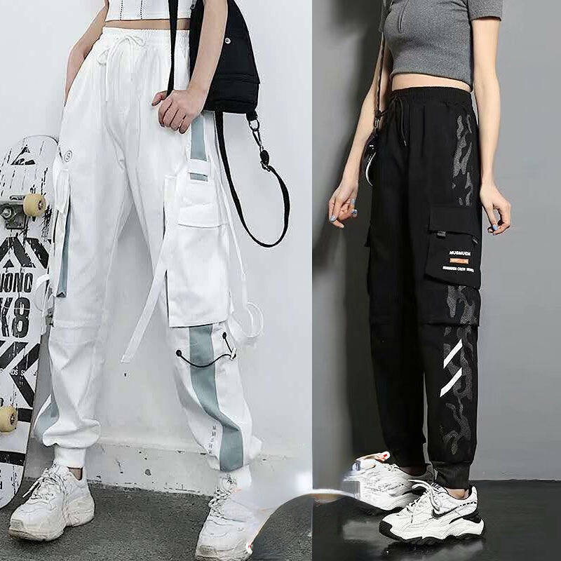 Women Cargo Pants Hip Hop Joggers Trousers Female Big Pockets Casual Dance Pants Streetwear Long Sweatpants