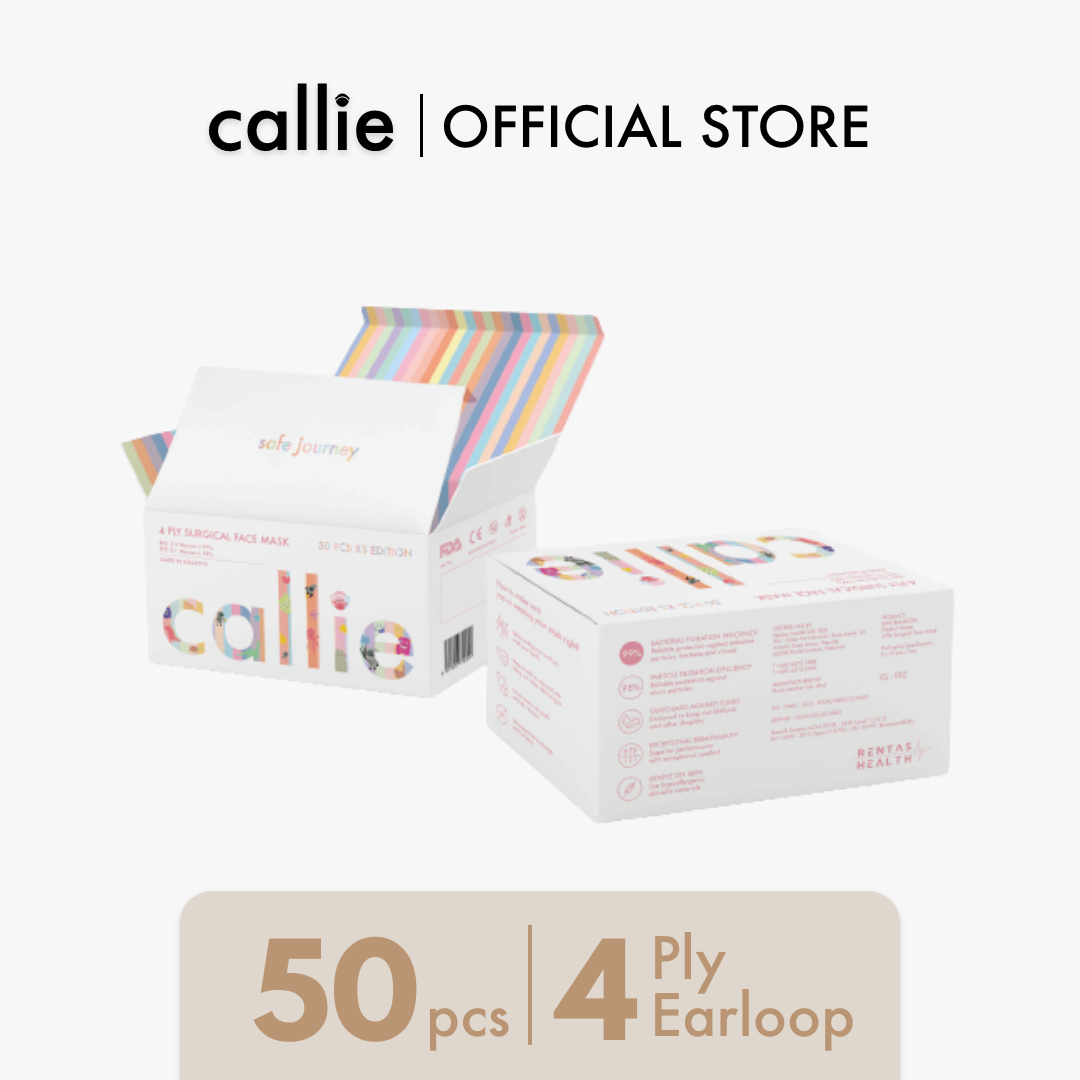 Callie 4-ply Earloop Medical Face Mask-Base Series XS Edition for Kids (50 pcs)
