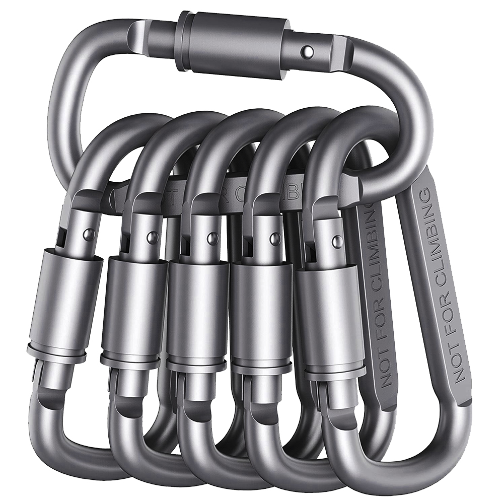 【Ready Stock】1/2/6pcs Aluminum Alloy D-ring Locking Carabiner Light but Strong Travel Kit Equipment Safety Survival Gear Camping Hiking Hooks Climbing D Carabiner Spring Snap Clips Keychain Buckles