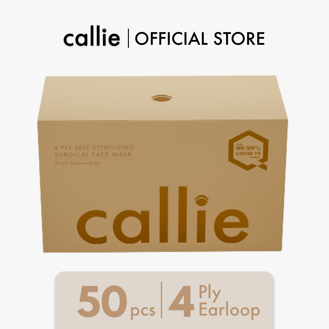 Callie 4-ply Earloop Medical Face Mask-Antibacterial Supreme Beige (50 pcs)