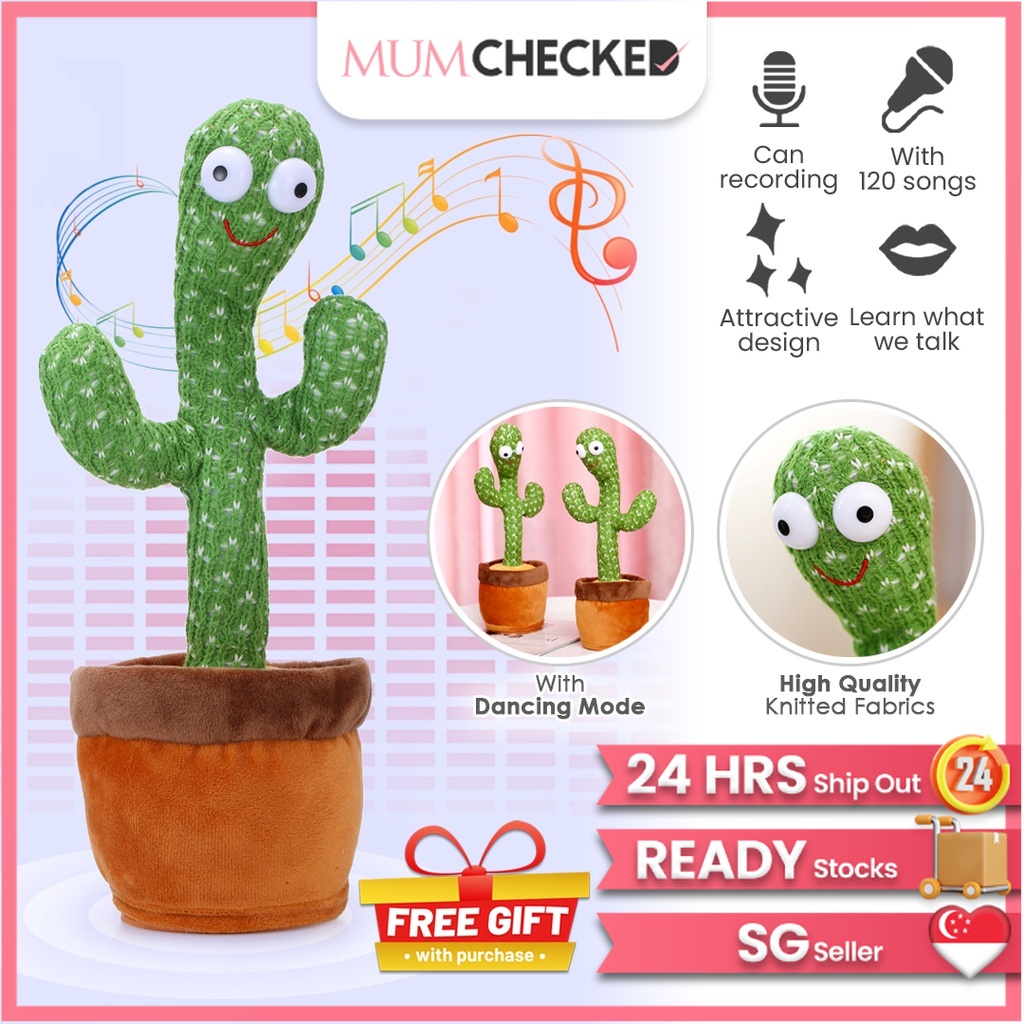 Dancing Cactus | Electric Talking Cactus Plush Toy | Dancing & Singing | Illuminated Record | Funny Early Education Toys | Mumchecked