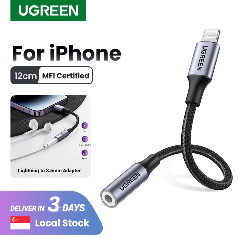 UGREEN MFI Lightning to 3.5mm Jack AUX Cable Made for iPhone 13 / iPhone SE2/12/11/XR/XS/XS MAX/8Plus/8/iPhone 7 Plus/iPad Air/Pro 3.5mm Lightning 3.5 MFI Headphones Audio Adapter Splitter