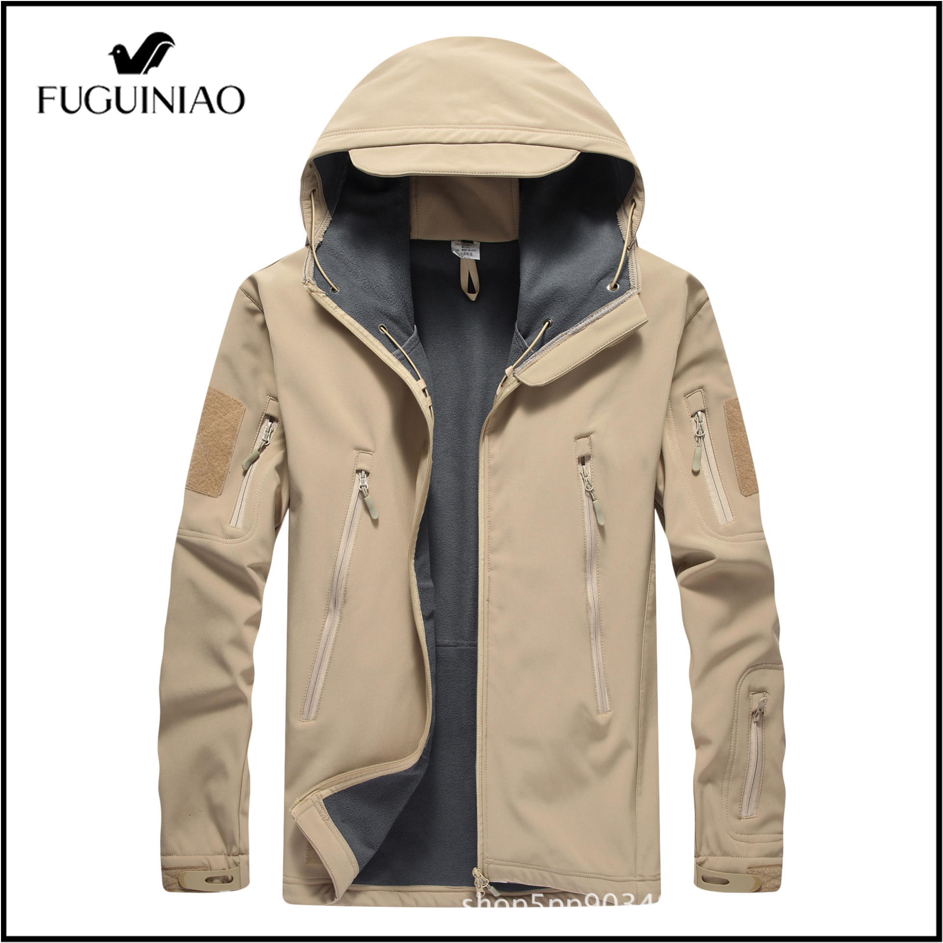 FUGUINIAO Men Outdoor Hiking Jackets Coats Hooded Casual Military Jacket Men Windbreaker