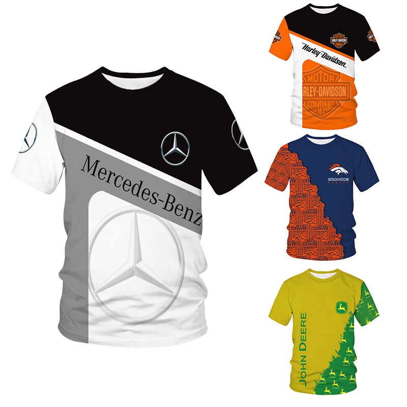 Summer Men Women Vehicle logo design 3D Print Sports Fashion Round Neck Oversized T Shirt automobile club Combat uniform