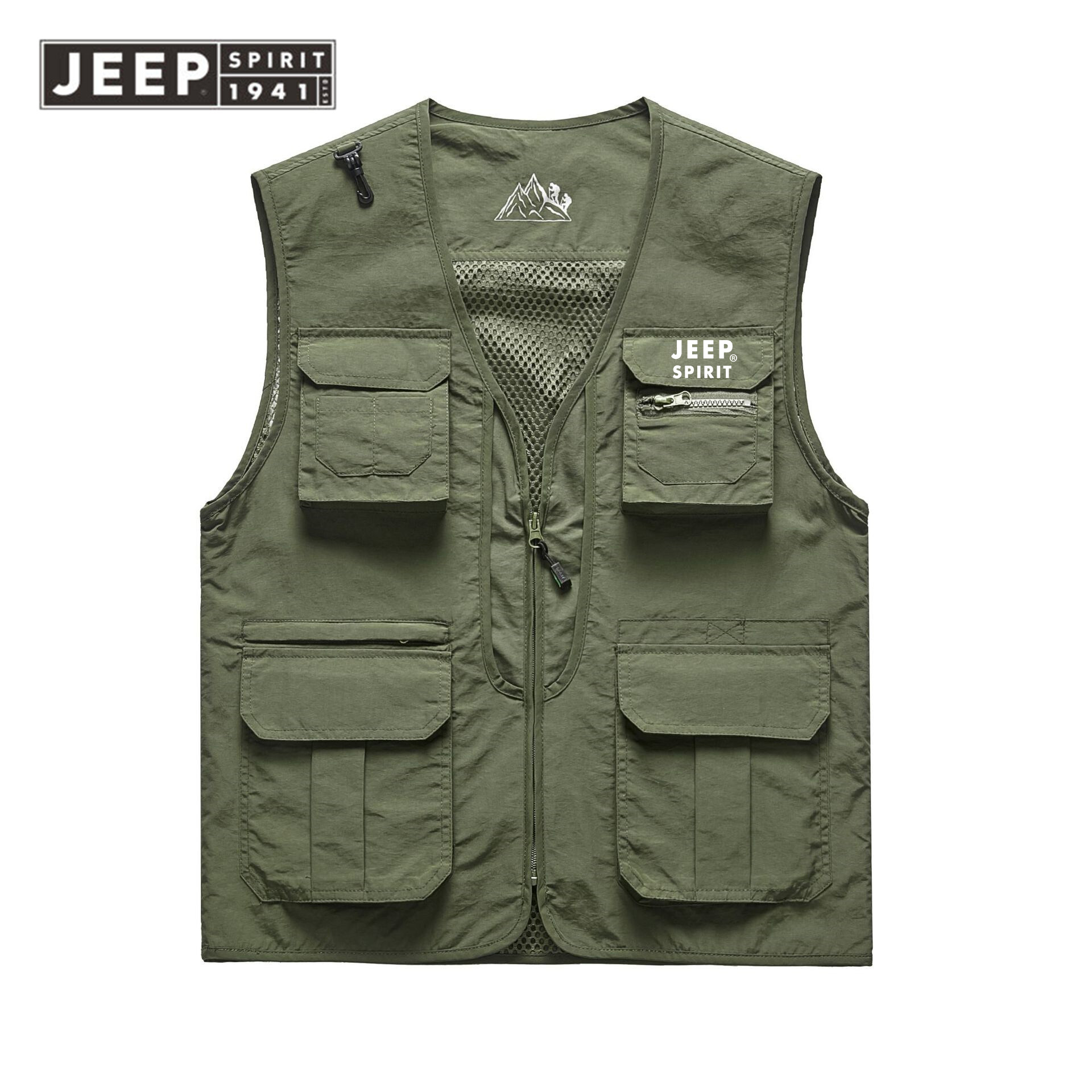 JEEP SPIRIT 1941 ESTD Men's Multi-Pocket Tool Vest, Slim Fishing Vest Jacket for Summer Outdoor Activities vintage vest