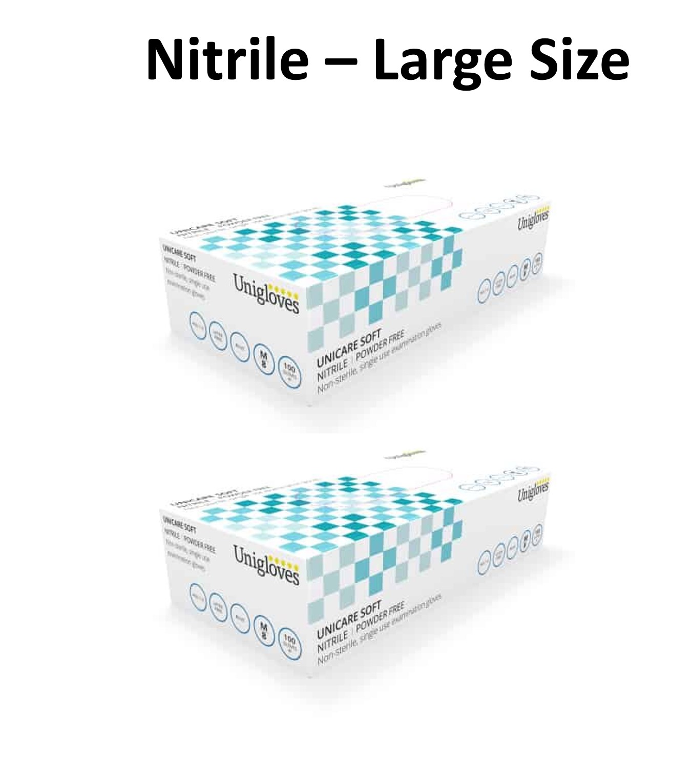 [2 Boxes] Unicare Unigloves Medical Grade Nitrile Gloves Powder Free 100pcs/box (Large Size)