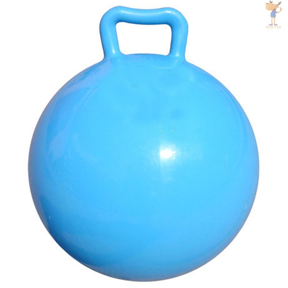 [HOT]Pure Color Inflatable Bouncing Ball Kids Jumping Hop Ball with Handle for Adults Children Exercise Toy