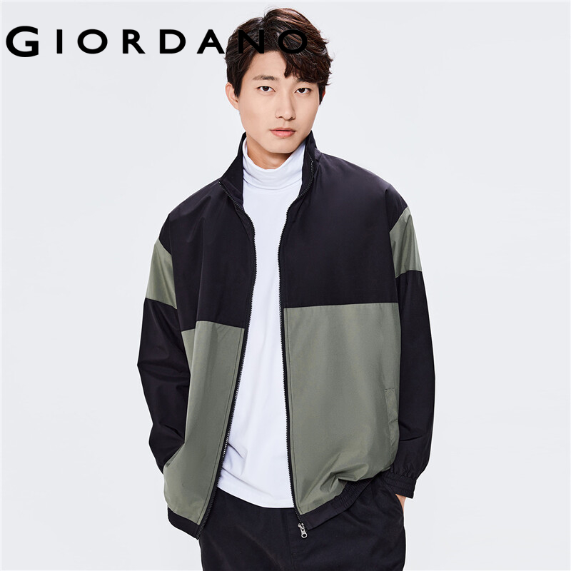 GIORDANO Men Jackets Elastic Hem Color Blocking Windbreakers Stand Collar Zip Front Windproof Casual Fashion Jackets 01072083