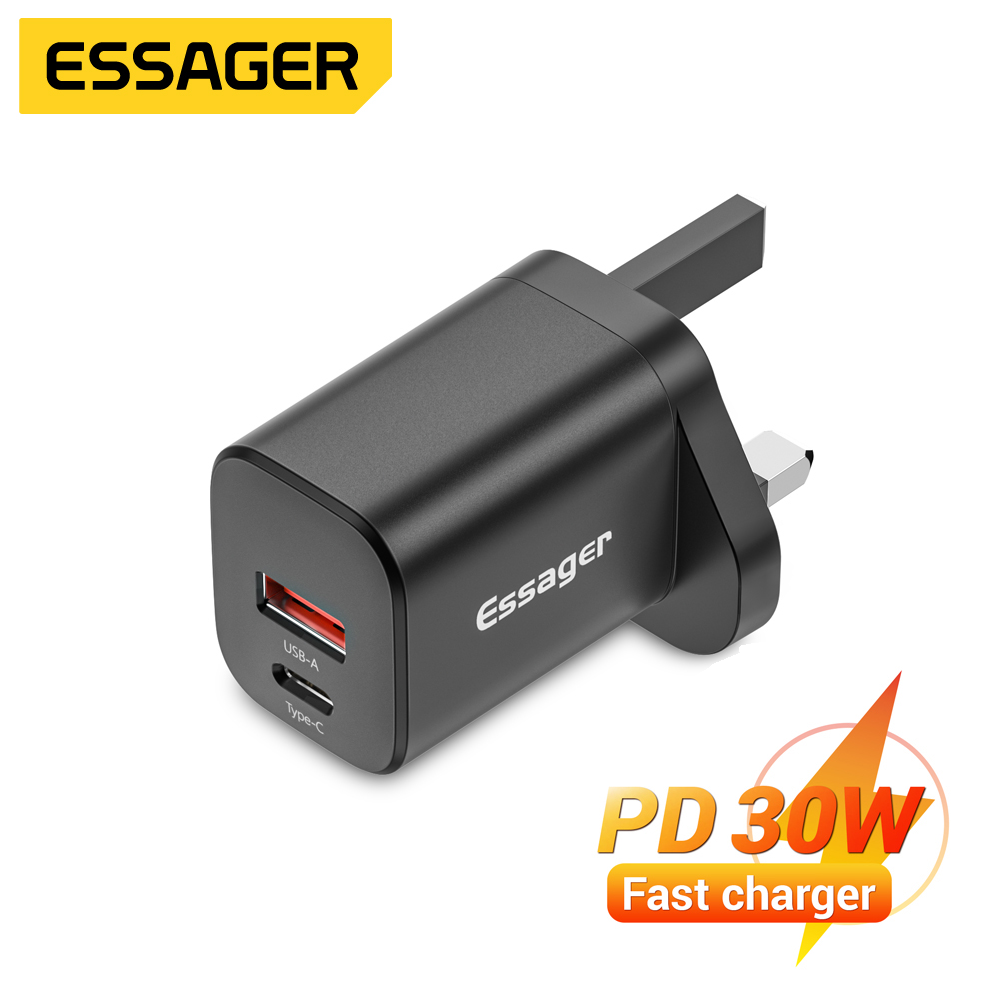 Essager 30W PD Charger Fast Charging USB Type C Charger QC 3.0 For iPhone 12 11 Pro Max Xiaomi Huawei QC+PD USB C Fast Charging Travel Wall Charger
