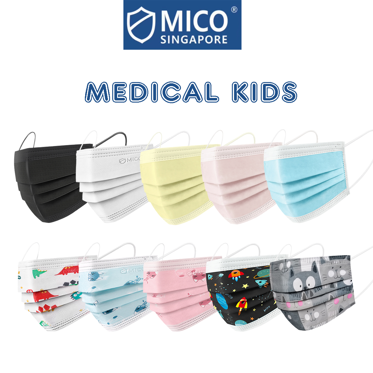 [SG BRAND] MICO Kids 3ply Medical Mask BEF>98% Child  Disposable Face Mask 30pcs