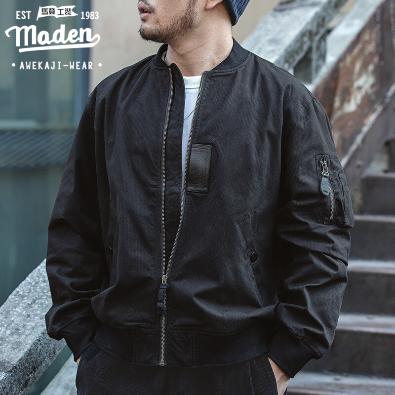 Maden brand tooling style men youth 1950S American retro MA-1 bomber jacket autumn new casual army green baseball uniform male gentleman tough guy mature stand collar jacket