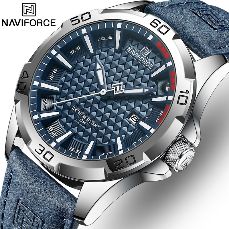 NAVIFORCE Top Luxury Brand Men's Watches Leather Strap Classic Quartz Waterproof Clock Business Casual Date Creative Men Watch