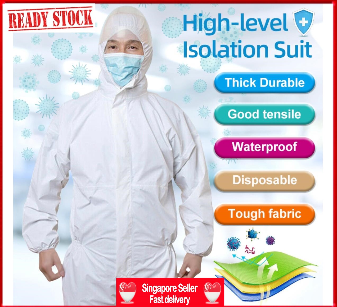 {Ready Stocks} Medical Coverall, Isolation Suit, Protective Suit, Surgical Coverall, Protective Coverall, Medical Suit, CE Certified, SG Seller